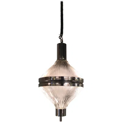 Pre-owned Artemide Chandelier 1960 Italia, Burnished Metal And Printed Glass In Sand