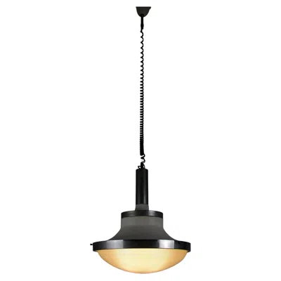 Pre-owned Artemide Chrome And Ribbed Glass Pendant Lamp In The Style Of Sergio Mazza /  In Black