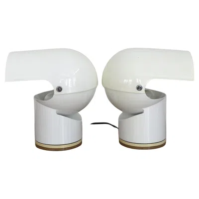 Pre-owned Artemide Gae Aulenti Midcentury "pileino" Metal White Table Lamps For  1970s