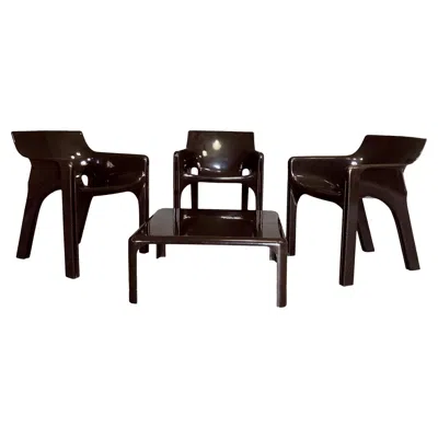 Pre-owned Artemide Gaudì Space Age Brown Living Room Set By Vico Magistretti For , 1974