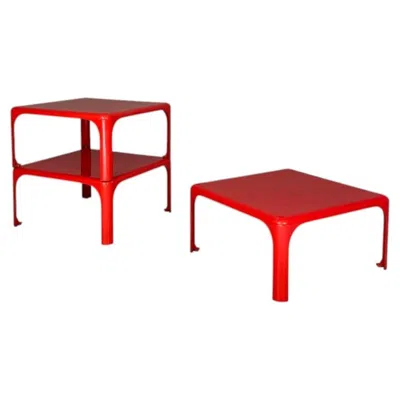 Pre-owned Artemide Italian Coffee Tables Demetrio 45 By Vico Magistretti For , 1970s In Red