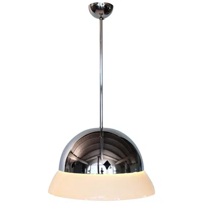 Pre-owned Artemide Italian Glass And Chrome Pendant Lamp Cirene By Vico Magistretti For  In Sand