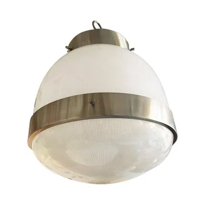 Pre-owned Artemide Italian Glass, Crystal And Brass Ceiling Lamp Mod, Delta, By Sergio Mazza, 1950s In Sand