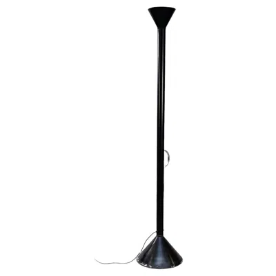 Pre-owned Artemide Italian Mid-century Callimaco Black Steel Floor Lamp Sottsass For , 1980