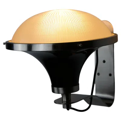 Pre-owned Artemide Italian Mid-century Metal And Ribbed Glass Wall Lamp, 1960s In Black