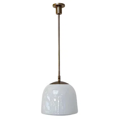 Pre-owned Artemide Italian Mid-century Modern Opalin Glass Chanderlier With Central Steel Rod, 1970 In Transparent