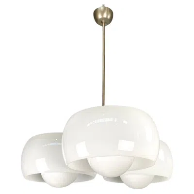 Pre-owned Artemide Italian Modern Glass Brass Chandelier Triclinio Vico Magistretti , 1970s In Sand