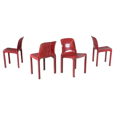 Pre-owned Artemide Italian Modern Plastic Red Chairs Selene By Vico Magistretti For , 1960s