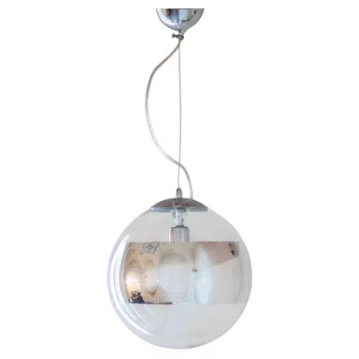 Pre-owned Artemide Italian Modern Space Age Pendant Light, Glass & Silver Metal, 1980s