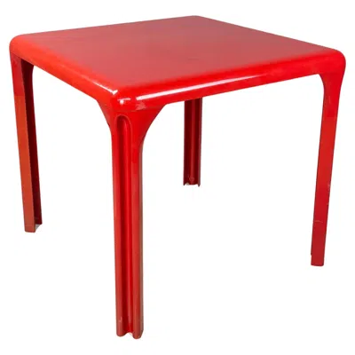 Pre-owned Artemide Italian Space Age Plastic Dining Table Stadio By Magistretti For , 1970s In Red