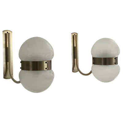 Pre-owned Artemide Large Pair Of Wall Lamps By Sergio Mazza For , 1960s, Italy In Transparent