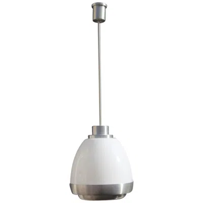 Pre-owned Artemide Lumi Crippa Ceiling Lamp Aluminum Glass White Color Silver Oval Design, 1960s