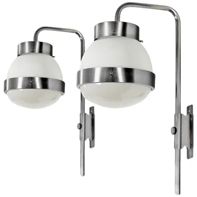 Pre-owned Artemide Mid-century Modern Pair Of Delta Wall Lights By Sergio Mazza For - Italy In Transparent