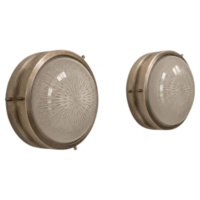 Pre-owned Artemide Mid-century Modern Sconces Sigma Wall Lights By Sergio Mazza For , 60s In Brown