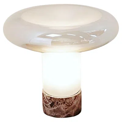 Pre-owned Artemide Mushroom Table Lamp With A Marble Base And An Opal Glass Shade. In Sand
