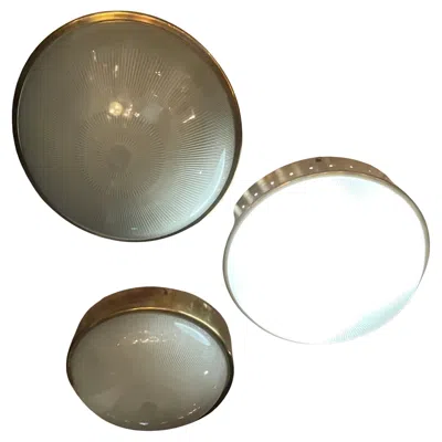 Pre-owned Artemide N° 3 Plafoniere Sergio Mazza - Ottone E Vetro - Made In Italy - 1960. In Transparent