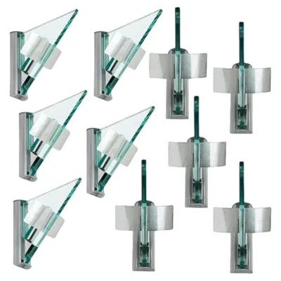 Pre-owned Artemide One Of The Ten Glass Aluminium Triangle Shaped Wall Lights, , 1984 In Clear
