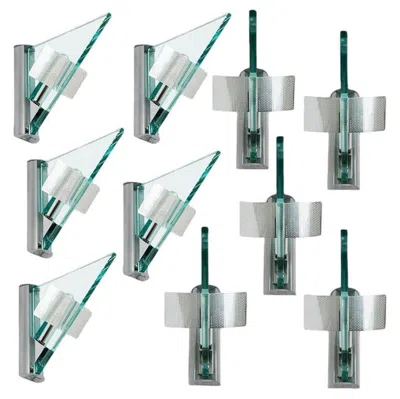 Pre-owned Artemide One Of The Ten Glass Aluminium Triangle Shaped Wall Lights, , 1984 In Transparent