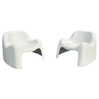 Pre-owned Artemide Pair Of 1960s Fiberglass Toga Chairs Designed By Sergio Mazza For  In Gray