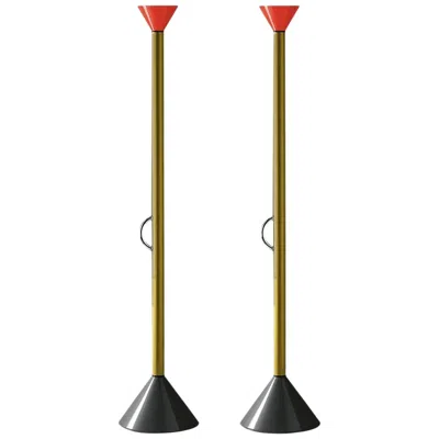 Pre-owned Artemide Pair Of Ettore Sottsass Callimaco Floor Lamps For  In Brown