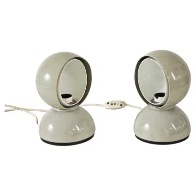 Pre-owned Artemide Pair Of Vico Magistretti Eclisse Italia 65s Mid-century Table Lamps In Transparent