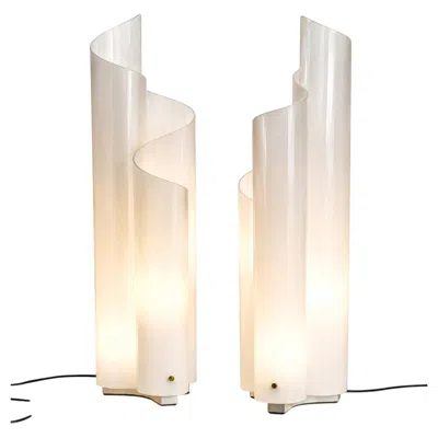 Pre-owned Artemide Pair Of Vico Magistretti ‘mezzachimera' Table Lamps For , Italy, 1969 In White