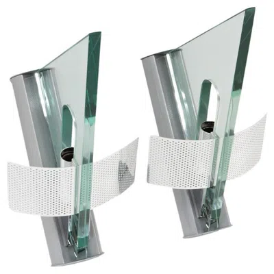 Pre-owned Artemide Post Modern Carlo Forcolini For , Icaro Wall Lights, Italy 1980s In Transparent
