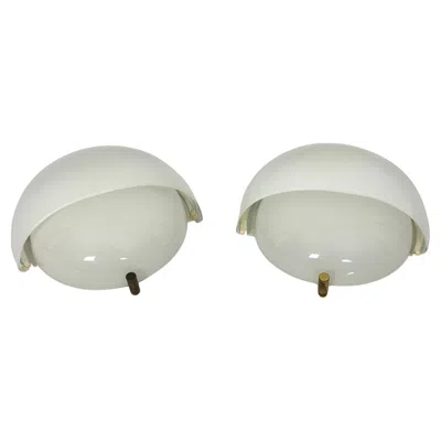 Pre-owned Artemide Rare Set Of Two Glass And Brass Mania Sconces By Vico Magistretti For . In Transparent