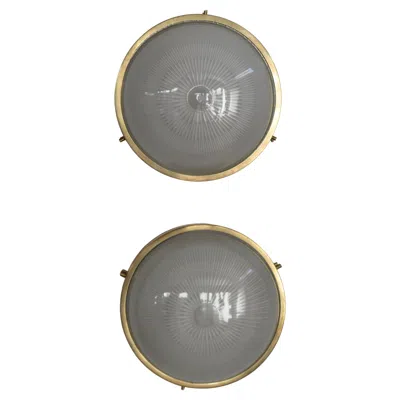 Pre-owned Artemide Sergio Mazza For  Midcentury Brass Glass Wall Lights Sigma Model 1960s In Transparent