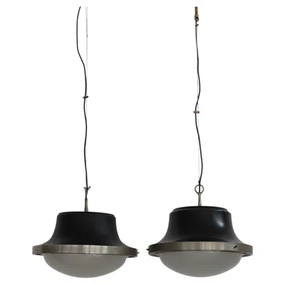 Pre-owned Artemide Sergio Mazza For  Midcentury Pendant Lamps "tau" Model Italy 1960s In Black