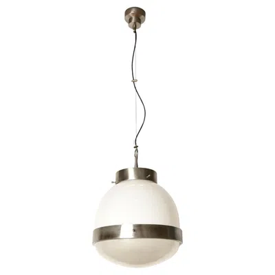 Pre-owned Artemide Sergio Mazza Large "delta" Glass And Nickel Pendant For , Italy, 1960s In Sand