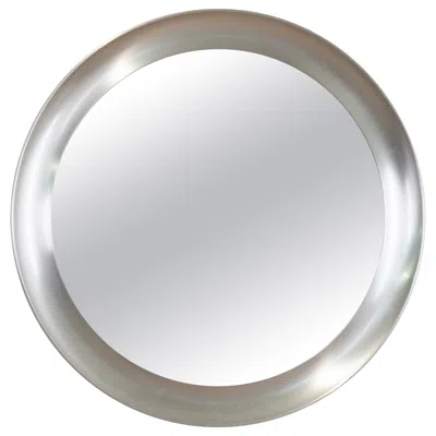 Pre-owned Artemide Sergio Mazza Round Metal Wall Mirror For , Italy, 1969 In Gray