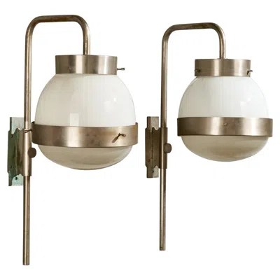 Pre-owned Artemide Sergio Mazza, Wall Lights, Steel, Glass, Italy, 1960s In Sand