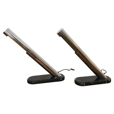 Pre-owned Artemide Set Of 2 Marble Table Lamps By Vereinigte Werkstätten Collection In Black