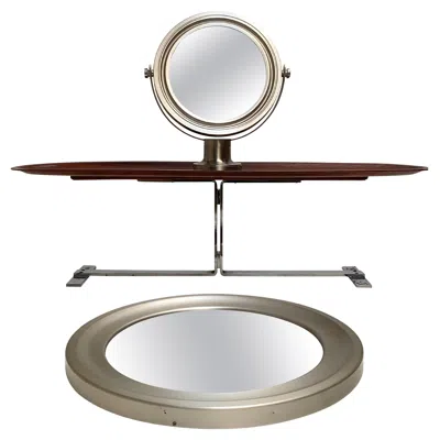 Pre-owned Artemide Set Of Table And Wall Mirror "narciso" Sergio Mazza For  Italy 1969 In Gray