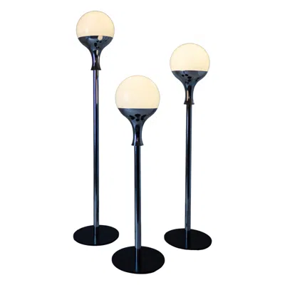 Pre-owned Artemide Set Of Three Vintage Floor Lamps, Italian Design In The Style Of , 1970s In Black