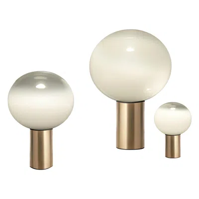 Pre-owned Artemide Small Mattheo Thun 'laguna 16' Glass And Gold Metal Table Lamp For