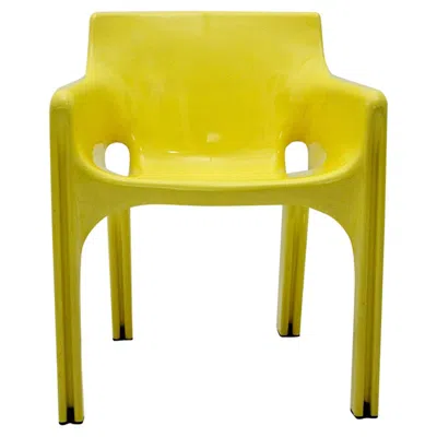 Pre-owned Artemide Space Age Vintage Yellow Plastic Armchair Gaudi By Vico Magistretti 1968 Italy