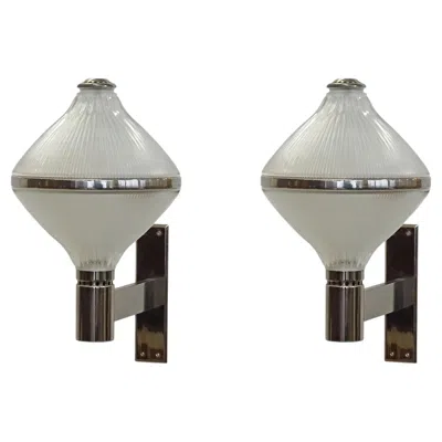 Pre-owned Artemide Studio Bbpr Pair Of Polimnia Wall Lamps For , Italy 1960s In Transparent
