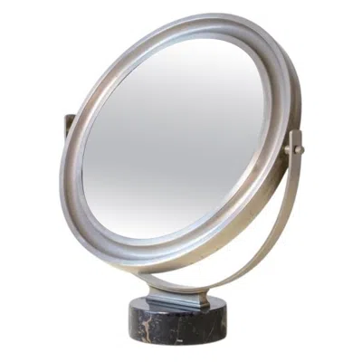 Pre-owned Artemide Tilting Steel Table Mirror With A Marquinia Marble Base By  In Gray