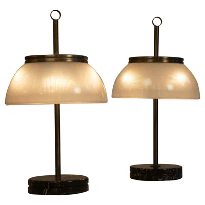 Pre-owned Artemide Two Sergio Mazza 'alfa' Table Lights. Original Edition C1960 In Sand