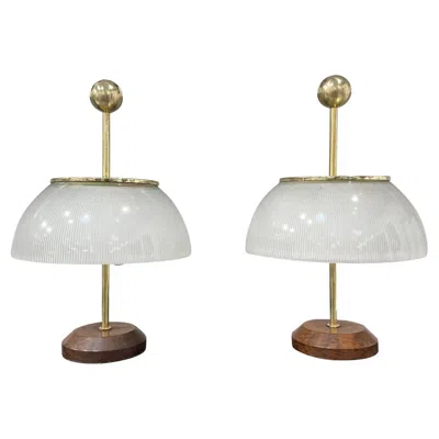 Pre-owned Artemide Vintage Alfa Table Lamps By Sergio Mazza, Murano Glass, 1959-1960 In Brown