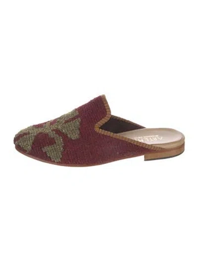 Pre-owned Artemis Design Co. Printed Mules In Burgundy