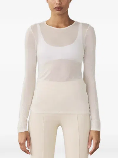 Artemis Diciero Dasha Semi-sheer Long-sleeve T-shirt In White