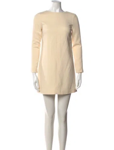 Pre-owned Artemis Diciero Virgin Wool Mini Dress In Neutrals
