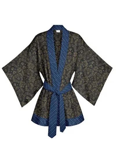 Artemis Muse Women's Blue / Gold One Of A Kind Recyled Sari Kimono Unique One Hundred And Eighteen