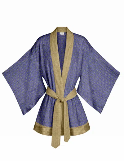 Artemis Muse Women's Blue One Of A Kind Recyled Sari Kimono Twenty Four