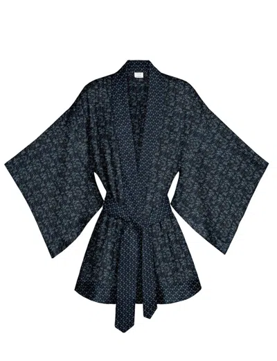 Artemis Muse Women's Blue One Of A Kind Recyled Sari Kimono Unique Eighty