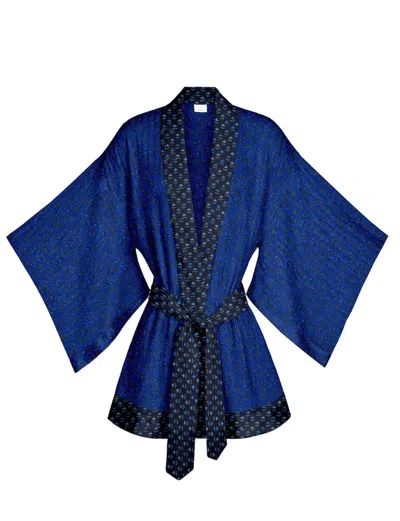 Artemis Muse Women's Blue One Of A Kind Recyled Sari Kimono Unique Eighty Nine