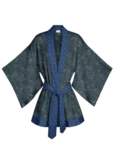Artemis Muse Women's Blue One Of A Kind Recyled Sari Kimono Unique Ninety Eight